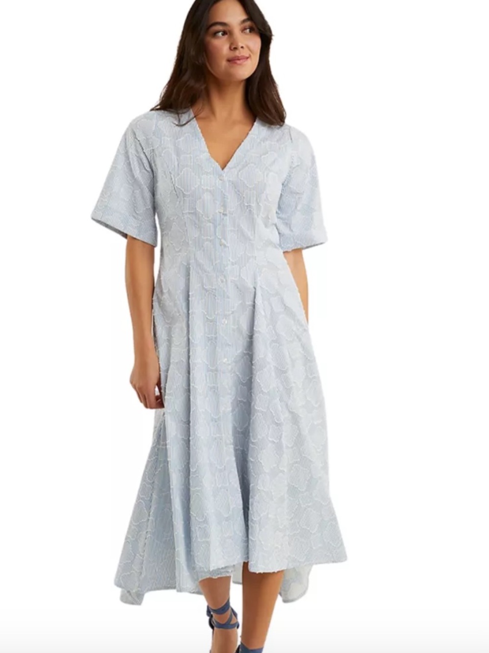 Draper James Sky Blue Lace V-Neck Midi Dresse size 6